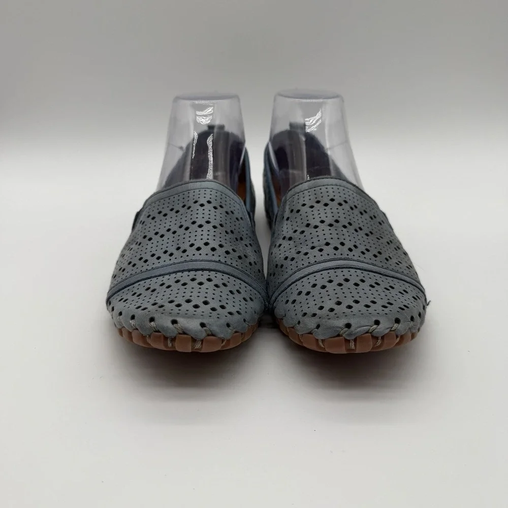 Spring Step Fusaro Leather Slip-On Comfort Shoes Eyelets Blue EU 39 / US 8.5
